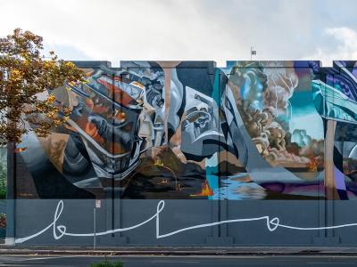 Bloom Loop — Street art by Hueman in Oakland