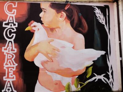 Cluck — Street art by Laura Merayo in La Bañeza
