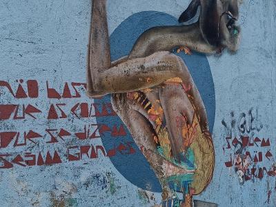 Figure Surréaliste à Tête de Chien — Street art à Lisbon