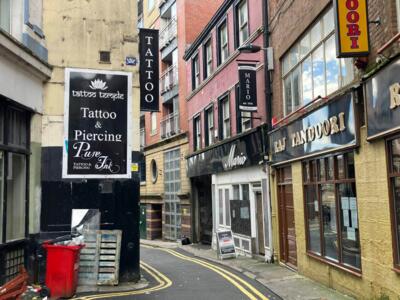NCL_24, Space Invader on Pudding Chare — Street art by Invader in Newcastle upon Tyne