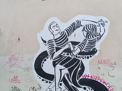 Danseurs et serpent, La Paimpolette — Street art à Paimpol