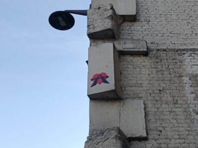 Cœur anarchiste de A2 sur corbeau — Street art de A2 à Paris