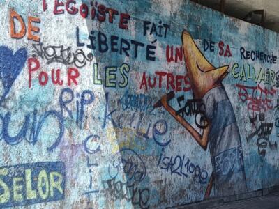 Palissade et phrase peinte — Street art de Selor à Le Mans