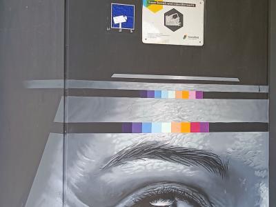 The Eye with Coloured Pixels — Street art in Berlin