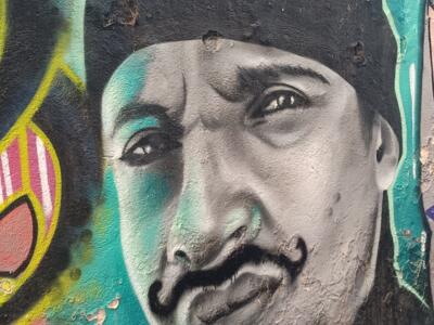 Portrait with a Beanie and Moustache — Street art in Marseille