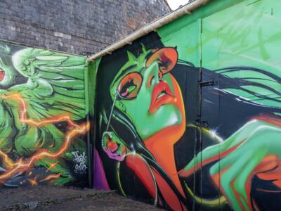 The Pin-up and the Griffin — Street art by Flex in Saint-Brieuc
