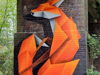 Renard origami — Street art de Annatomix à Birmingham