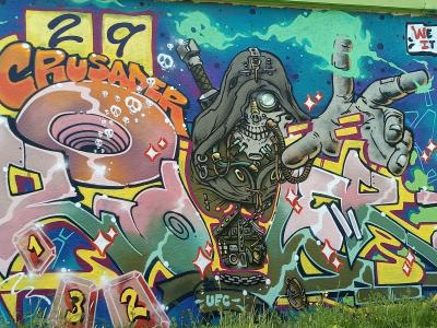 Crusader au squelette pirate — Street art à Sainte-Luce-sur-Loire