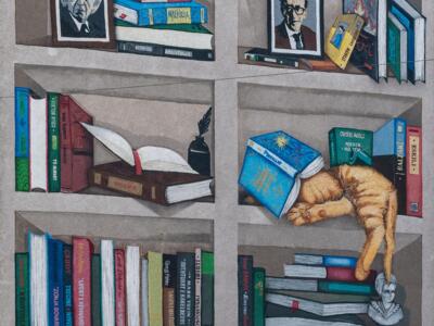 Biblioteka — Street art by Franko Dine in Tirana