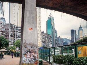 HK_09, Space Invader on Victoria Park Road flyover — Street art by Invader in Hong Kong