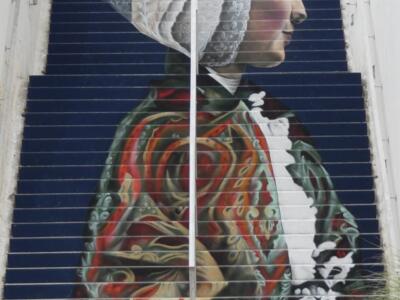 La Morlaisienne, Staircase Anamorphosis — Street art by Zag in Morlaix