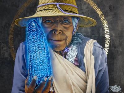 Corn Priestess — Street art by Trepo Parker in Guadalajara