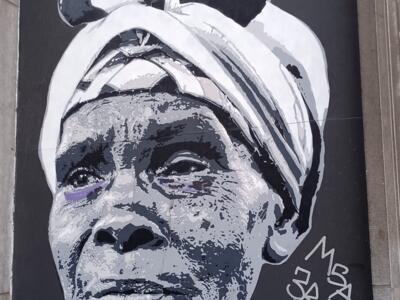 Portrait with a White Headscarf by Ose — Street art by Ose in Bruxelles