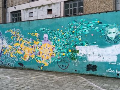 Square Pieremans Residents' Mural — Street art by Samuel Idmtal, Orlando Kintero in Bruxelles