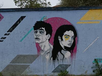 Two dripping portraits — Street art in Lisboa