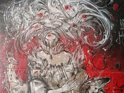 Whirlwind of White Skulls — Street art in Berlin