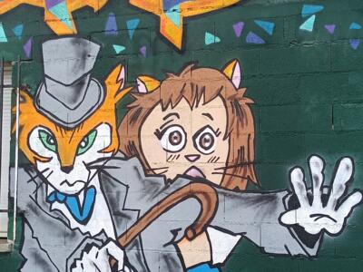 Baron and Haru from The Cat Returns — Street art in Bétheny