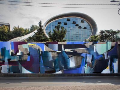 Blue Geometries at Rike — Street art by Quintessenz in Tbilisi