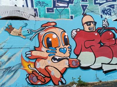 BFT Gang Wall, Cartoon Creatures — Street art by Les Oides in Nantes