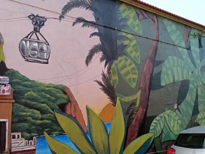 Cable Car and Tropical Forest, Cais do Gás — Street art in Lisboa