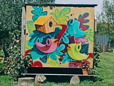 Live painting du jardin des Semailles — Street art de Abys2fly à Rillieux-la-Pape