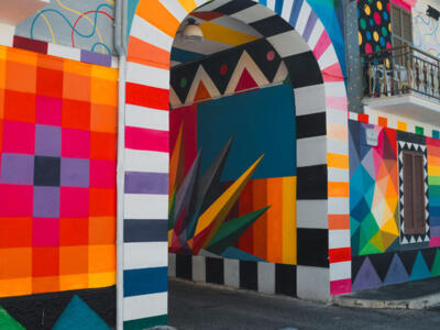 Illuminary Palace — Street art by Okuda San Miguel in Aielli