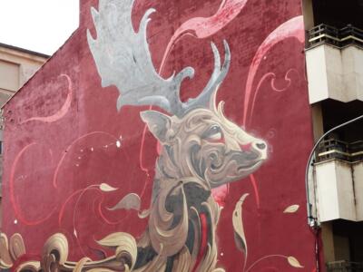 Cerf ornemental — Street art de Bublegum à La Bañeza