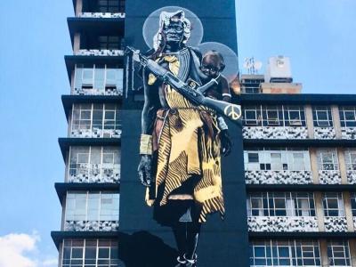 Ethiopian Woman of the Masuri Tribe — Street art by Dbongz in Johannesburg