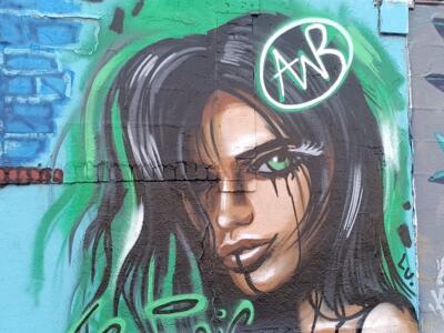 Genesis, Portrait with Green Streaks — Street art in Nantes