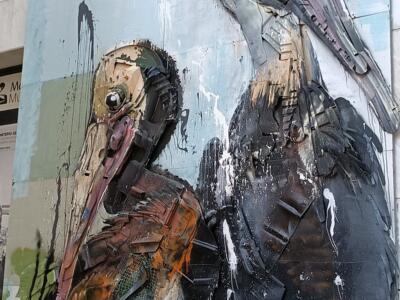 Two trash pelicans by Bordalo II — Street art by Bordalo II in Lisboa