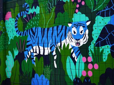 Blue Tiger — Street art by Kim Sielbeck in Honolulu