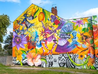 Reflections of Carnival — Street art by Rhian Kempadoo-Millar in Leeds