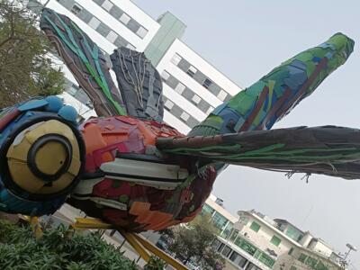 Monumental Insect in Recycled Plastic — Street art by Bordalo II in Lisboa