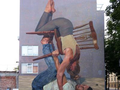 Simple Acrobatics — Street art by Artez in Zagreb