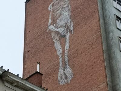 Prehistoric Creature Skeleton by Bonom — Street art by Bonom in Saint-Gilles