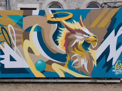 Aigle auréolé — Street art de Kat&Action à Saint-Bonnet-le-Château
