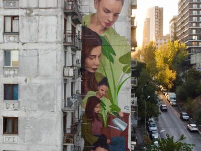 Quatre femmes et une plante — Street art de Artez à Tbilisi