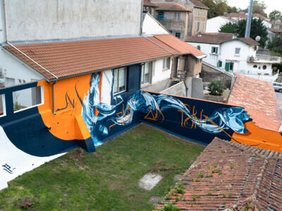 At the End of the Bridge — Street art by Poze in Bayonne