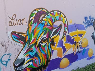 Multicoloured Ibex by Luan — Street art in Berlin