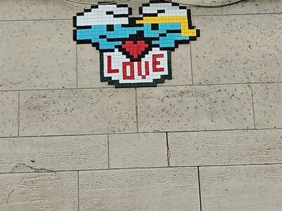 LOVE Pixel Mosaic — Street art by Invader in Bruxelles