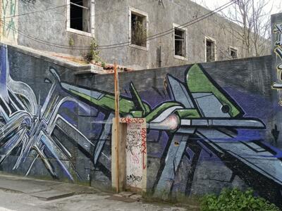 Wall by the Frameoz Acer Vespa Skran Tape Crew — Street art in Almada