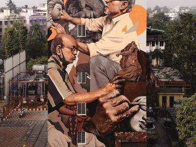 Shading Light on the Artisans of Kumartuli — Street art by Afzan Pirzade in Kolkata