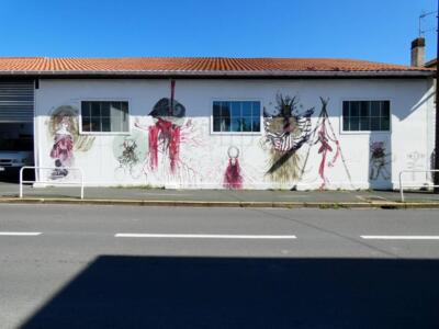 Les acrobates de l'école de cirque Oreka — Street art de Méthyl'Mnê à Bayonne