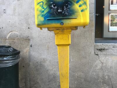 The gaze on the rue Thiers post box, by C215 — Street art by C215 in Bayonne
