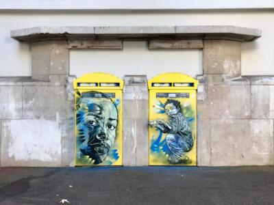 The two post boxes of rue Jules-Labat, by C215 — Street art by C215 in Bayonne