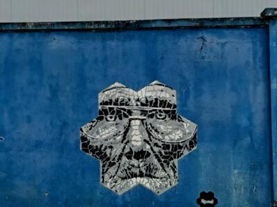 Azulejo star in black and white — Street art by Add Fuel in Lisboa