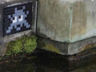 VRS_24, Space Invader de Parterre Latone — Street art de Invader à Versailles