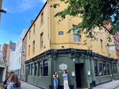 NCL_13, Space Invader on Pink Lane — Street art by Invader in Newcastle upon Tyne