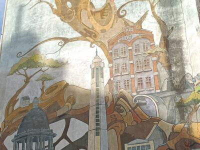 Arbre mécanique au-dessus de Bruxelles — Street art à Molenbeek-Saint-Jean