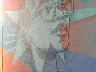 Femme à lunettes sur étoile menthe — Street art à Berlin